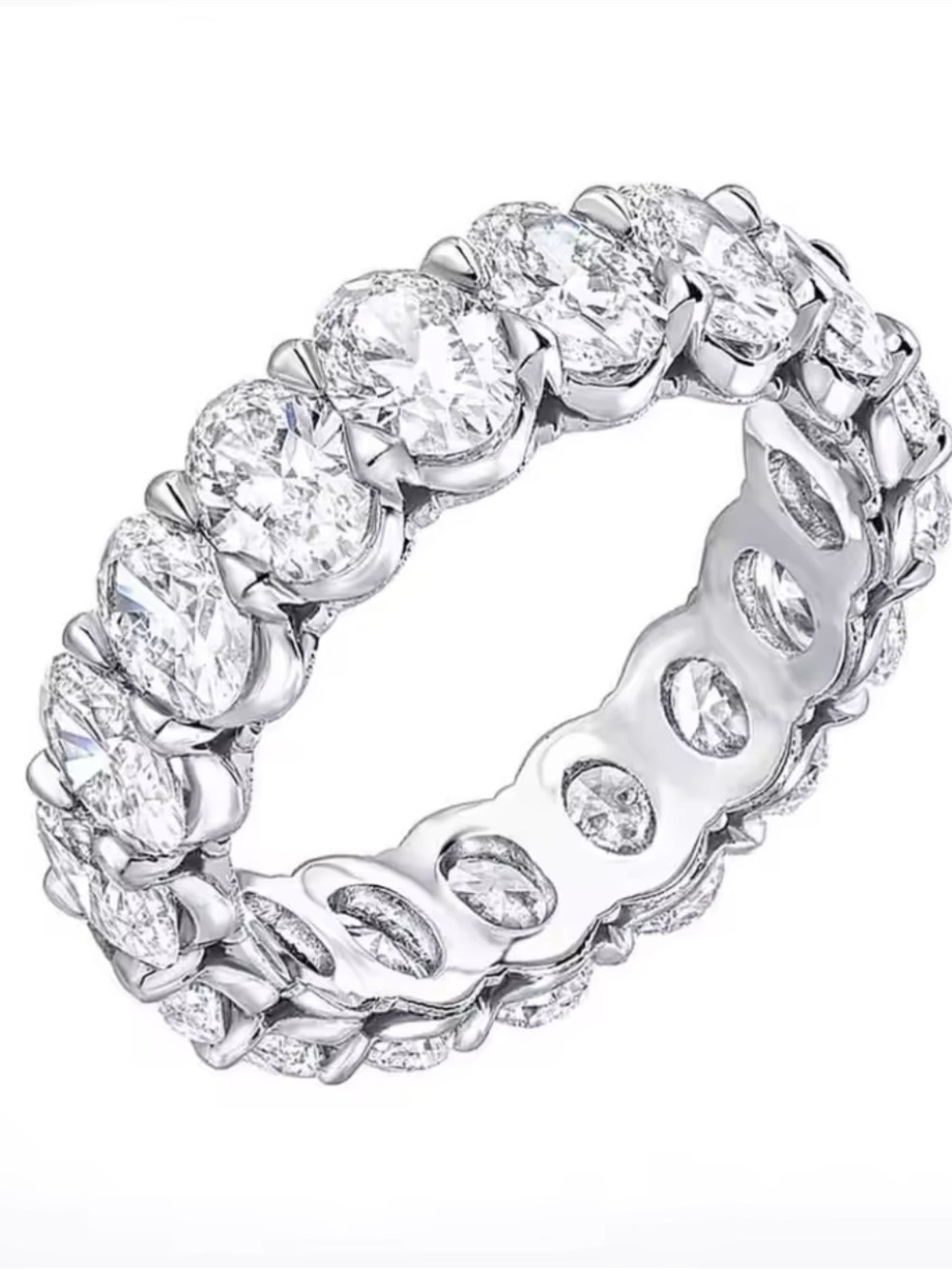 NWT-3ct(approximate)oval-cut eternity band sterling silver, simulated diamond